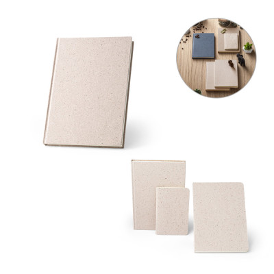 ORGANIC RIGID. A5 notepad with hard cover made from organic elephant matter (80)